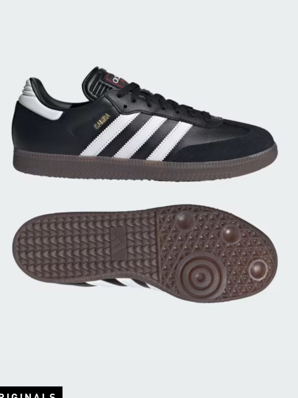 adidas Samba Classic Sneakers - Black/White with Gum Sole men’s size 11.5